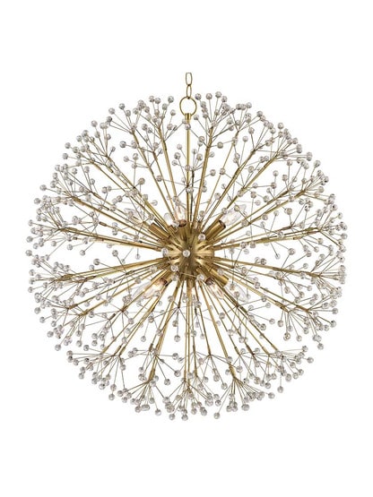 Dunkirk 10-Light Chandelier in Aged Brass.
